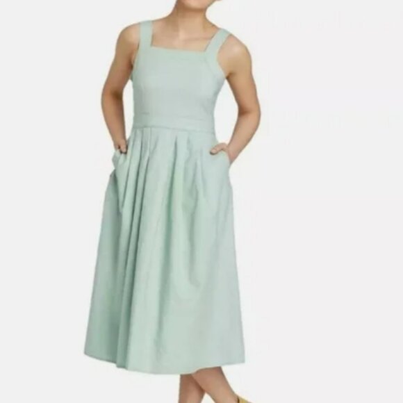 Universal Thread Light Wash Denim Pleated Coastal Western Dress Size 2 - Picture 1 of 6